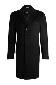 Cappotto slim fit in lana vergine e cashmere nero Hugo Boss | 50525739001